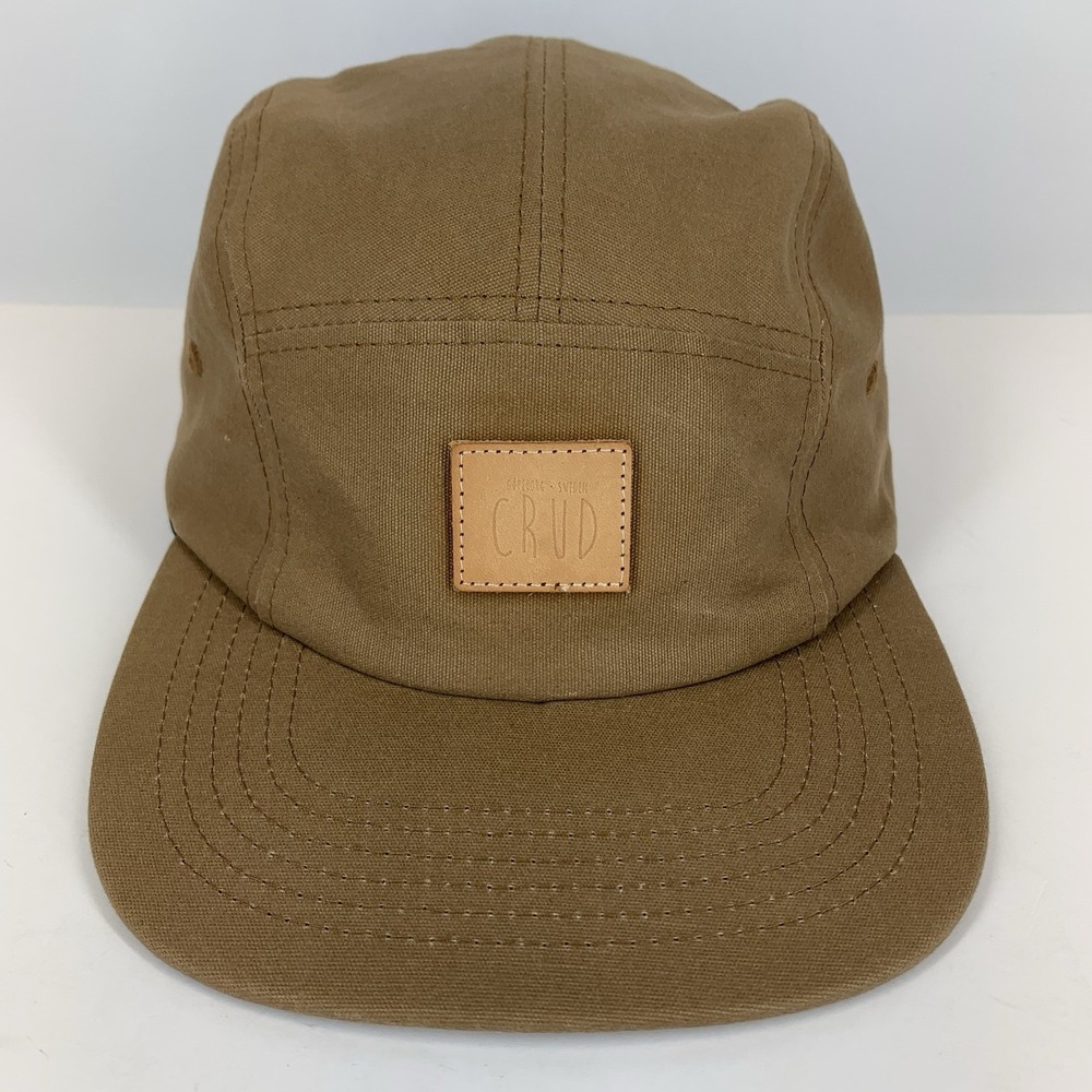 CRUD Sweden Hat Tan Adjustable Leather Strapback Patch OSFA 5-Panel Baseball Cap